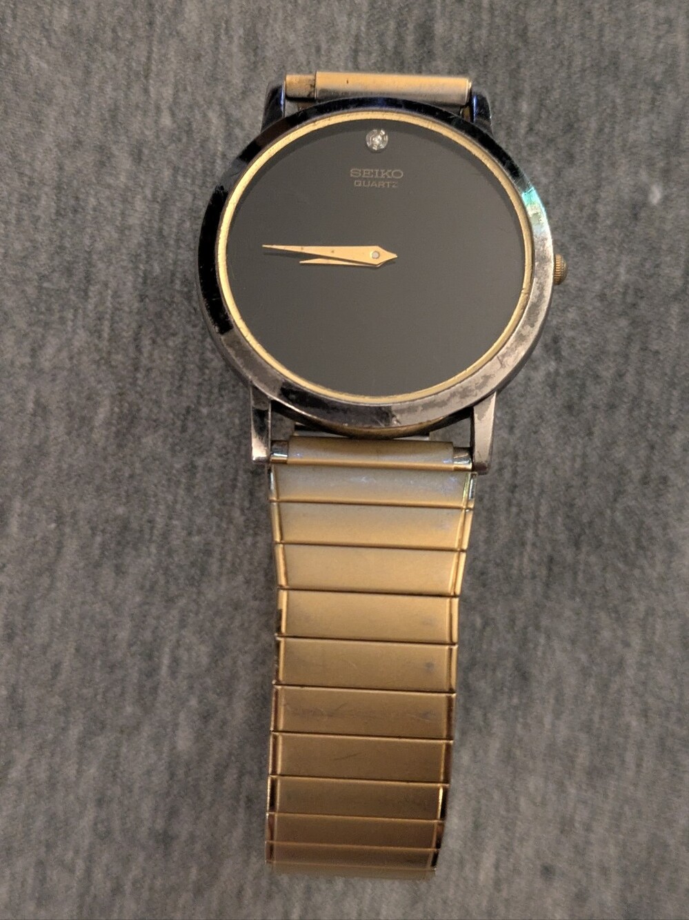 Seiko Gold-Tone Bracelet Black Dial Minimalist Watch